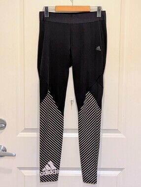 3/$30 GUC Adidas M Climacool Black and White Striped Logo Leggings